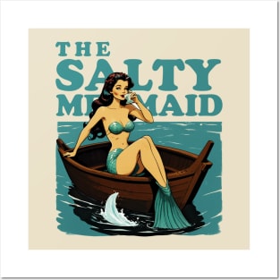 the salty mermaid - retro Posters and Art